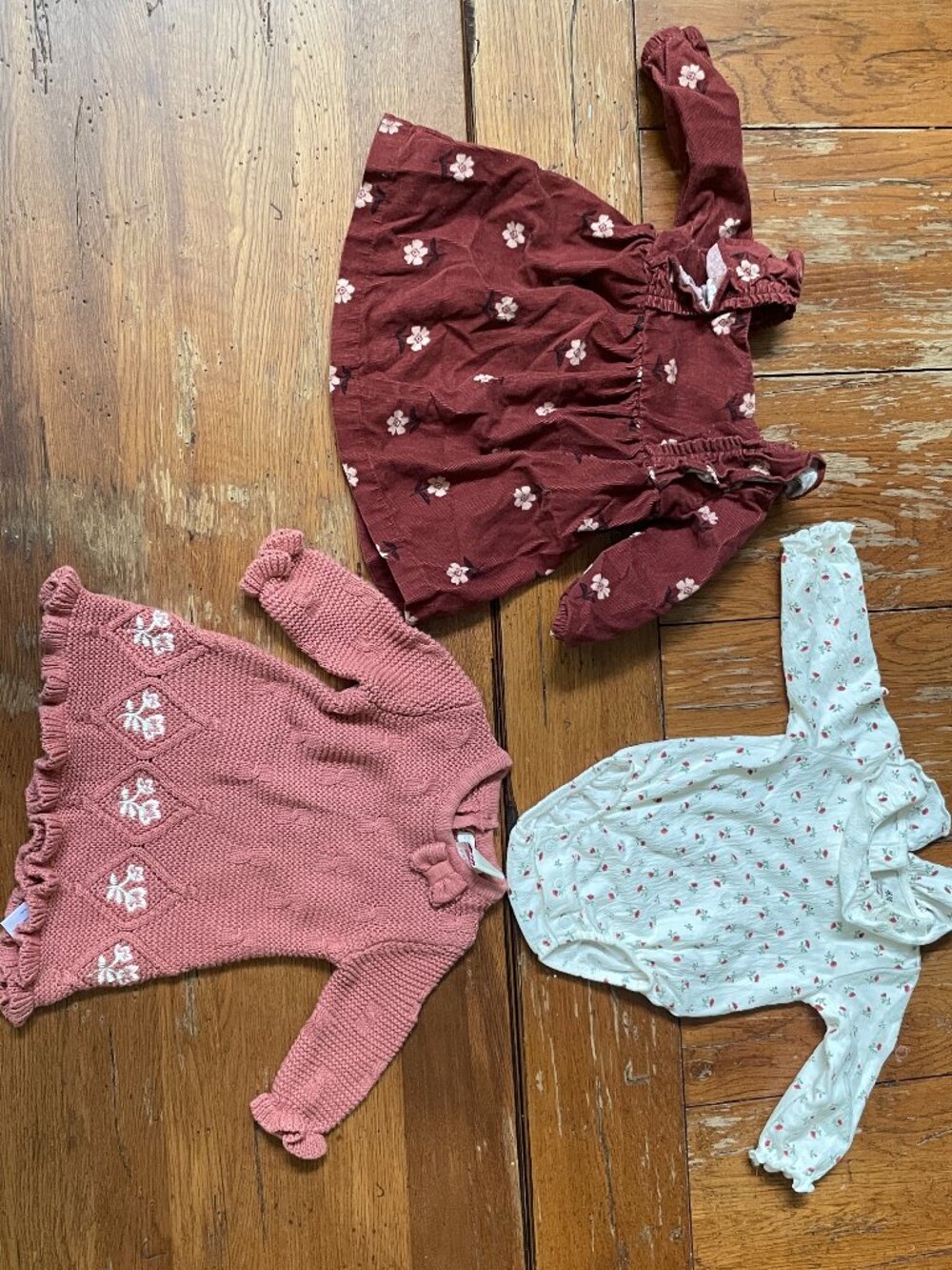 Lot of 3 - Two dresses and one bodysuit Size 3-6M
